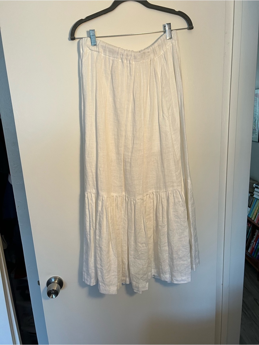 Man in the Studio Lightweight White Tiered Linen Maxi Skirt